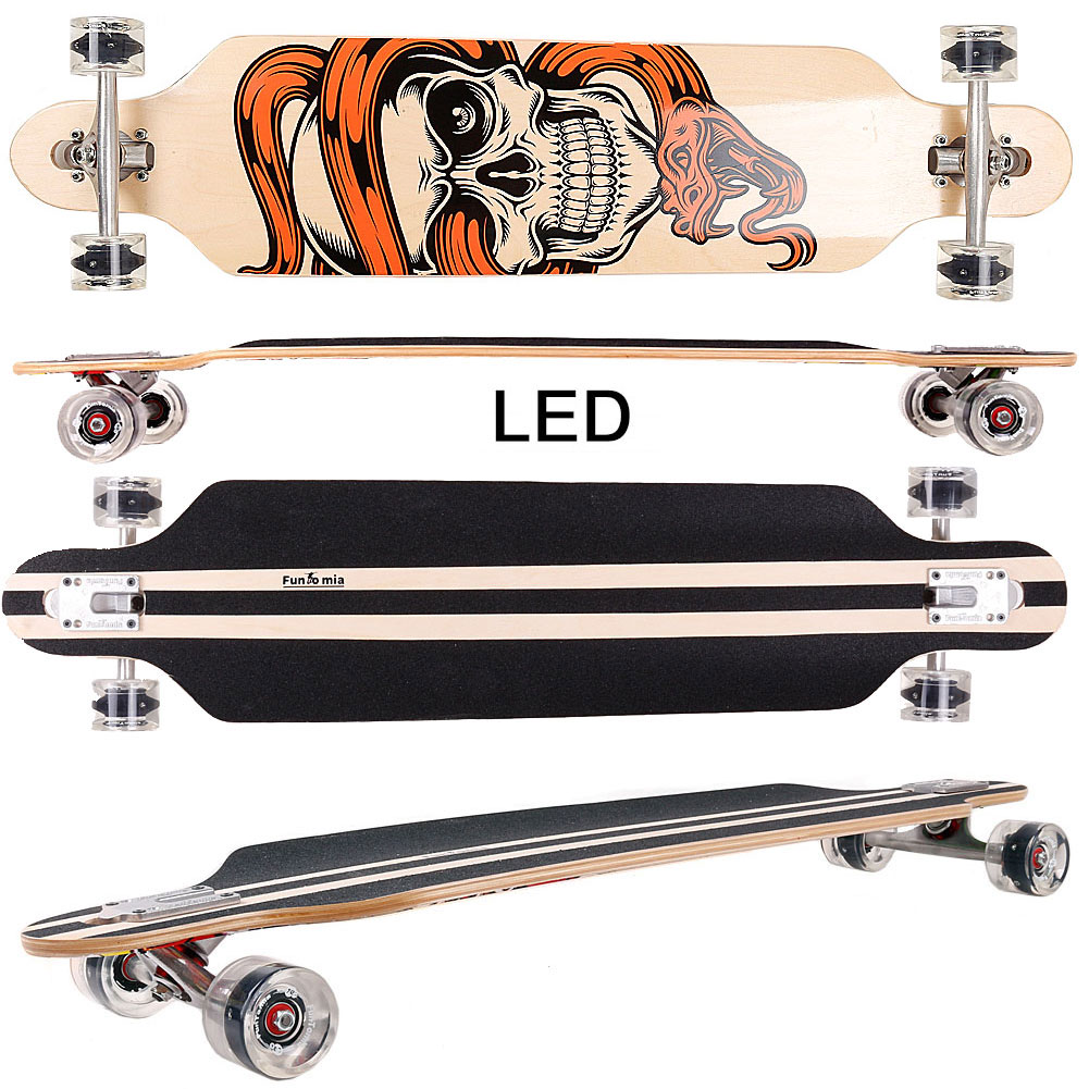 Skateboard Longboard Drop-through - Roues ABEC 9 - Planche à Roulettes